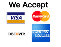 We accept Visa, MasterCard, Discover, and American Express